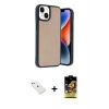 MARSİLYAN™- iPhone 14 Kılıf Kıvılcım Işık Serisi - Siyah Buffer Cam Ekran Koruyucu + Diamond Kamera Lens - SABE