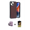 MARSİLYAN™- iPhone 14 Kılıf Kıvılcım Işık Serisi - Siyah Buffer Cam Ekran Koruyucu + Mor Raze Metal Kamera Lens