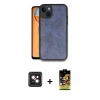 MARSİLYAN™- iPhone 14 Kılıf Kıvılcım Işık Serisi - Siyah Buffer Cam Ekran Koruyucu + Pembe PVD Metal Kamera Lens