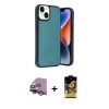 MARSİLYAN™- iPhone 14 Kılıf Kıvılcım Işık Serisi - Siyah Buffer Cam Ekran Koruyucu + Raze Metal Kamera Lens - GS