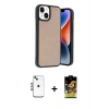 MARSİLYAN™- iPhone 14 Kılıf Kıvılcım Işık Serisi - Siyah Buffer Cam Ekran Koruyucu + Shine Kamera Lens - MI