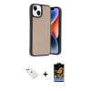 MARSİLYAN™- iPhone 14 Kılıf Kıvılcım Işık Serisi - Siyah Buffer Hayalet Cam Ekran Koruyucu + Diamond Kamera Lens - YL