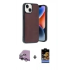 MARSİLYAN™- iPhone 14 Kılıf Kıvılcım Işık Serisi - Siyah Buffer Hayalet Cam Ekran Koruyucu + Mor Raze Metal Kamera Lens