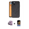 MARSİLYAN™- iPhone 14 Kılıf Kıvılcım Işık Serisi - Siyah Buffer Hayalet Cam Ekran Koruyucu + Mor Raze Metal Kamera Lens