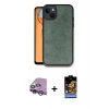 MARSİLYAN™- iPhone 14 Kılıf Kıvılcım Işık Serisi - Siyah Buffer Hayalet Cam Ekran Koruyucu + Mor Raze Metal Kamera Lens