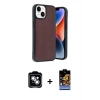 MARSİLYAN™- iPhone 14 Kılıf Kıvılcım Işık Serisi - Siyah Buffer Hayalet Cam Ekran Koruyucu + PVD Metal Kamera Lens - GS
