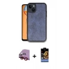 MARSİLYAN™- iPhone 14 Kılıf Kıvılcım Işık Serisi - Siyah Buffer Hayalet Cam Ekran Koruyucu + Raze Metal Kamera Lens - KI