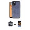 MARSİLYAN™- iPhone 14 Kılıf Kıvılcım Işık Serisi - Siyah Buffer Hayalet Cam Ekran Koruyucu + Siyah PVD Metal Kamera Lens