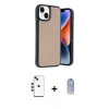 MARSİLYAN™- iPhone 14 Kılıf Kıvılcım Işık Serisi - Siyah Joko Magic 5D Cam + Shine Kamera Lens - KI