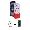 MARSİLYAN™- iPhone 14 Kılıf Kozmos Form Özel Seri - Şeffaf 360 Full Body Arka Koruyucu + Shine Kamera Lens - GD