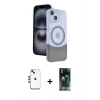 MARSİLYAN™- iPhone 14 Kılıf Kozmos Form Özel Seri - Şeffaf 360 Full Body Arka Koruyucu + Shine Kamera Lens - GD