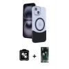 MARSİLYAN™- iPhone 14 Kılıf Kozmos Form Özel Seri - Şeffaf 360 Full Body Arka Koruyucu + PVD Metal Kamera Lens - GS