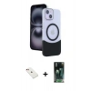 MARSİLYAN™- iPhone 14 Kılıf Kozmos Form Özel Seri - Şeffaf 360 Full Body Arka Koruyucu + Kırmızı Diamond Kamera Lens