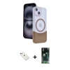 MARSİLYAN™- iPhone 14 Kılıf Kozmos Form Özel Seri - Şeffaf 360 Full Body Arka Koruyucu + Kırmızı Diamond Kamera Lens