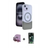 MARSİLYAN™- iPhone 14 Kılıf Kozmos Form Özel Seri - Şeffaf 360 Full Body Arka Koruyucu + Kırmızı Raze Metal Kamera Lens