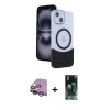 MARSİLYAN™- iPhone 14 Kılıf Kozmos Form Özel Seri - Şeffaf 360 Full Body Arka Koruyucu + Raze Metal Kamera Lens - MR