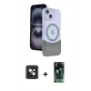 MARSİLYAN™- iPhone 14 Kılıf Kozmos Form Özel Seri - Şeffaf 360 Full Body Arka Koruyucu + PVD Metal Kamera Lens - PE