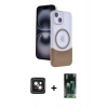 MARSİLYAN™- iPhone 14 Kılıf Kozmos Form Özel Seri - Şeffaf 360 Full Body Arka Koruyucu + PVD Metal Kamera Lens - PE