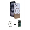 MARSİLYAN™- iPhone 14 Kılıf Kozmos Form Özel Seri - Şeffaf 360 Full Body Arka Koruyucu + Shine Kamera Lens - GI