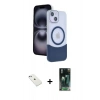 MARSİLYAN™- iPhone 14 Kılıf Kozmos Form Özel Seri - Şeffaf 360 Full Body Arka Koruyucu + Diamond Kamera Lens - SABE