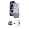 MARSİLYAN™- iPhone 14 Kılıf Kozmos Form Özel Seri - Şeffaf Pasifik Cam Ekran Koruyucu + Raze Metal Kamera Lens - KI