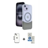 MARSİLYAN™- iPhone 14 Kılıf Kozmos Form Özel Seri - Şeffaf Royal Nano Ekran Koruyucu + Gökkuşağı Shine Kamera Lens