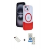MARSİLYAN™- iPhone 14 Kılıf Kozmos Form Özel Seri - Şeffaf Royal Nano Ekran Koruyucu + Diamond Kamera Lens - KI