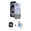 MARSİLYAN™- iPhone 14 Kılıf Kozmos Form Özel Seri - Şeffaf Royal Nano Ekran Koruyucu + PVD Metal Kamera Lens - GS