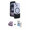 MARSİLYAN™- iPhone 14 Kılıf Kozmos Form Özel Seri - Şeffaf Royal Nano Ekran Koruyucu + Raze Metal Kamera Lens - GS