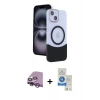 MARSİLYAN™- iPhone 14 Kılıf Kozmos Form Özel Seri - Şeffaf Royal Nano Ekran Koruyucu + Raze Metal Kamera Lens - MR
