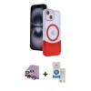 MARSİLYAN™- iPhone 14 Kılıf Kozmos Form Özel Seri - Şeffaf Royal Nano Ekran Koruyucu + Raze Metal Kamera Lens - MR