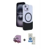 MARSİLYAN™- iPhone 14 Kılıf Kozmos Form Özel Seri - Şeffaf Royal Nano Ekran Koruyucu + Raze Metal Kamera Lens - KI