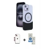 MARSİLYAN™- iPhone 14 Kılıf Kozmos Form Özel Seri - Şeffaf Royal Nano Ekran Koruyucu + Shine Kamera Lens - KI