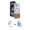 MARSİLYAN™- iPhone 14 Kılıf Kozmos Form Özel Seri - Şeffaf Royal Nano Ekran Koruyucu + Siyah Shine Kamera Lens