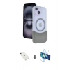 MARSİLYAN™- iPhone 14 Kılıf Kozmos Form Özel Seri - Siyah 3D Antistatik Cam Ekran Koruyucu + Diamond Kamera Lens - YL