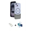 MARSİLYAN™- iPhone 14 Kılıf Kozmos Form Özel Seri - Siyah 3D Antistatik Cam Ekran Koruyucu + Diamond Kamera Lens - SABE