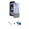 MARSİLYAN™- iPhone 14 Kılıf Kozmos Form Özel Seri - Siyah 3D Antistatik Cam Ekran Koruyucu + Diamond Kamera Lens - KI