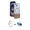 MARSİLYAN™- iPhone 14 Kılıf Kozmos Form Özel Seri - Siyah 3D Antistatik Cam Ekran Koruyucu + Shine Kamera Lens - GS