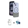 MARSİLYAN™- iPhone 14 Kılıf Kozmos Form Özel Seri - Siyah 3D Antistatik Cam Ekran Koruyucu + Shine Kamera Lens - GS
