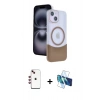 MARSİLYAN™- iPhone 14 Kılıf Kozmos Form Özel Seri - Siyah 3D Antistatik Cam Ekran Koruyucu + Shine Kamera Lens - KI