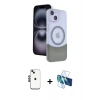 MARSİLYAN™- iPhone 14 Kılıf Kozmos Form Özel Seri - Siyah 3D Antistatik Cam Ekran Koruyucu + Shine Kamera Lens - SH