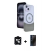 MARSİLYAN™- iPhone 14 Kılıf Kozmos Form Özel Seri - Siyah 3D Antistatik Hayalet Cam Ekran Koruyucu + PVD Metal Kamera Lens - YL