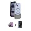 MARSİLYAN™- iPhone 14 Kılıf Kozmos Form Özel Seri - Siyah 3D Antistatik Hayalet Cam Ekran Koruyucu + Raze Metal Kamera Lens - SH