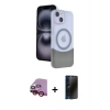 MARSİLYAN™- iPhone 14 Kılıf Kozmos Form Özel Seri - Siyah 3D Antistatik Hayalet Cam Ekran Koruyucu + Raze Metal Kamera Lens - KI