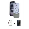 MARSİLYAN™- iPhone 14 Kılıf Kozmos Form Özel Seri - Siyah 3D Antistatik Hayalet Cam Ekran Koruyucu + Shine Kamera Lens - KI