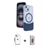 MARSİLYAN™- iPhone 14 Kılıf Kozmos Form Özel Seri - Siyah Bilvis 3D Cam Ekran Koruyucu + Shine Kamera Lens - GD