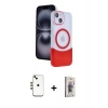 MARSİLYAN™- iPhone 14 Kılıf Kozmos Form Özel Seri - Siyah Bilvis 3D Cam Ekran Koruyucu + Shine Kamera Lens - GD