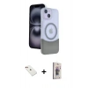 MARSİLYAN™- iPhone 14 Kılıf Kozmos Form Özel Seri - Siyah Bilvis 3D Cam Ekran Koruyucu + Kırmızı Diamond Kamera Lens