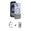MARSİLYAN™- iPhone 14 Kılıf Kozmos Form Özel Seri - Siyah Bilvis 3D Cam Ekran Koruyucu + Shine Kamera Lens - KI