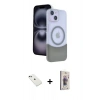 MARSİLYAN™- iPhone 14 Kılıf Kozmos Form Özel Seri - Siyah Bilvis 3D Cam Ekran Koruyucu + Yeşil Diamond Kamera Lens